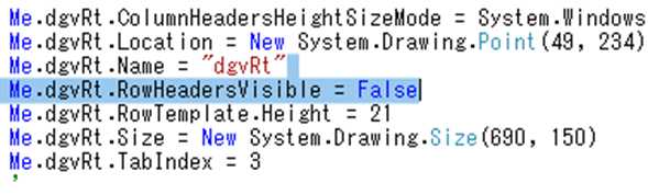 デザイナのRowHeadersVisibleプロパティのロジック